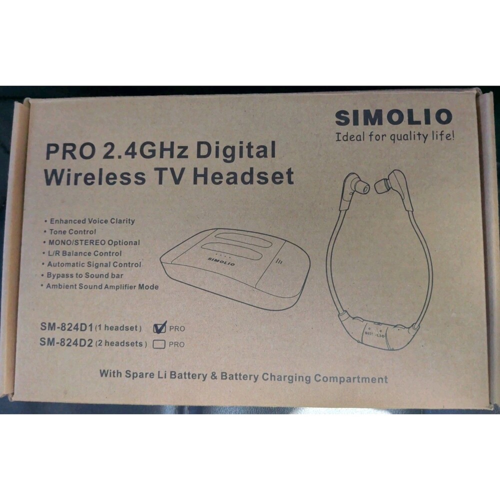 SIMOLIO 2.4G Digital TV Wireless Headsets SM-824D2